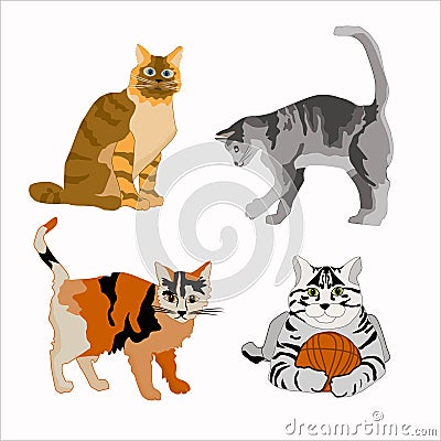 Silhouette, animal, background, cats, illustration, black, cartoon, decoration, set, halloween, design, badge, pet, graphics, fabr Stock Photo